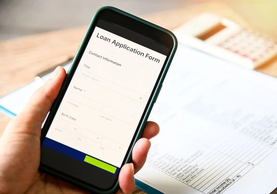 loan application on a phone screen